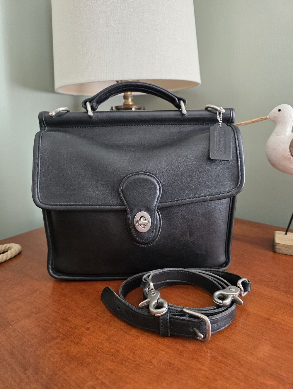 Coach 9927 Willis Bag Black Glove Tanned Leather Nickel Hardware Vintage